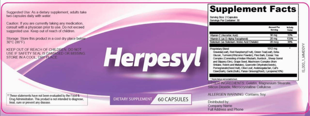 Herpesyl Supplement Facts